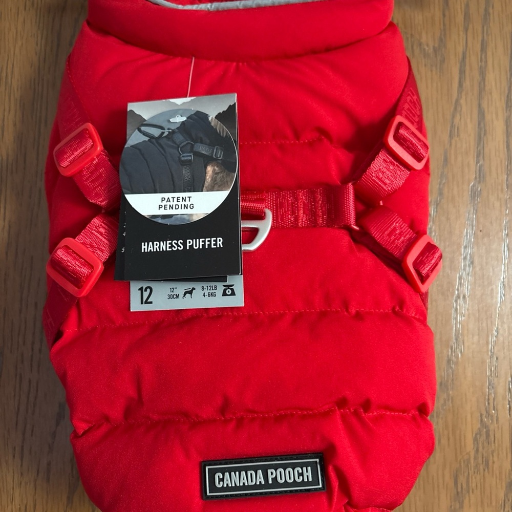 Canada Pooch Red Harness Puffer
